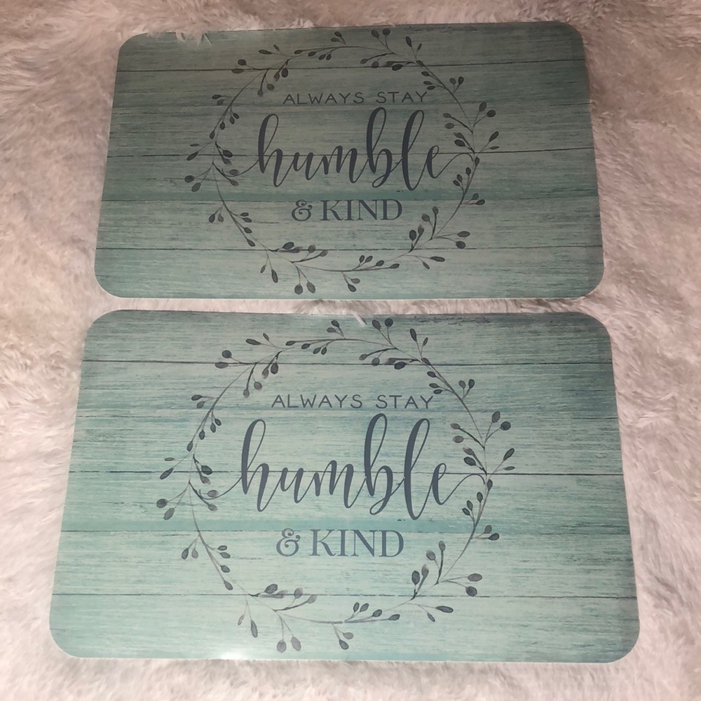Always Stay Humble & Kind Placemats 17“ x 11“ Set of 2 NWT Tiffany Blue